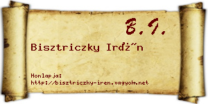 Bisztriczky Irén névjegykártya