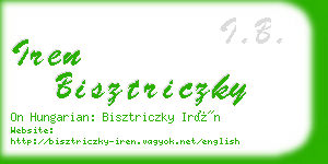 iren bisztriczky business card